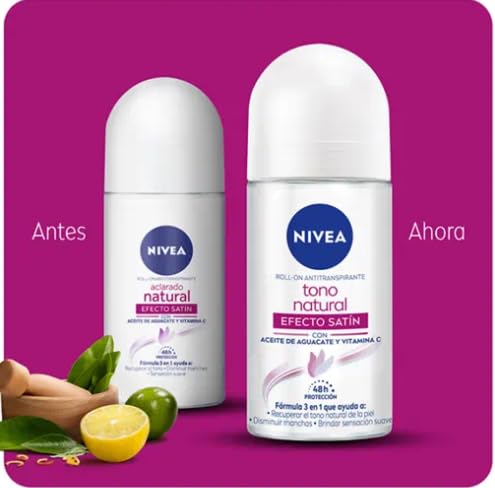 4 Pack Nivea Rinse Roll on Antiperspirant Effect Satin 50 ml each