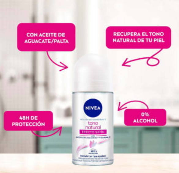 4 Pack Nivea Rinse Roll on Antiperspirant Effect Satin 50 ml each