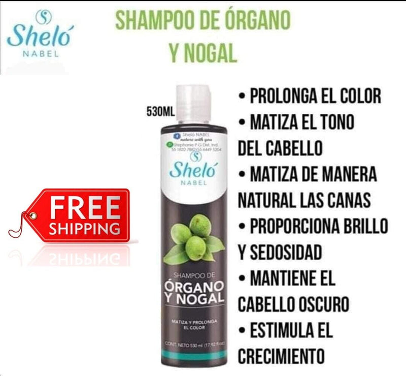 Shelo Nabel Shampoo 🧴 Organo y Nogal Black  530 ml / 17.92 fl oz