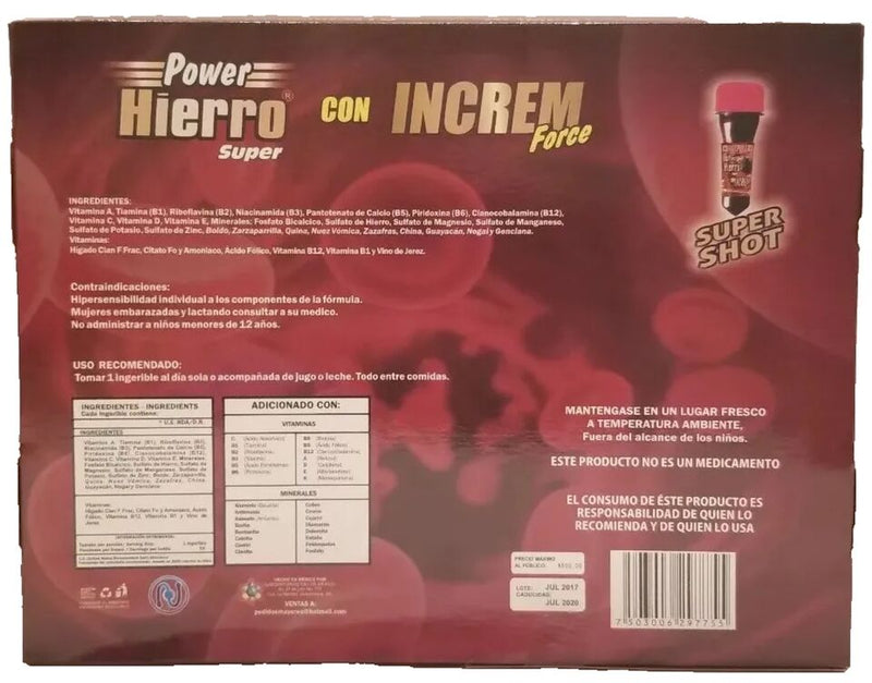 IRON (HIERRO) Super INCREM FORCE 10 Bottles COMPLEX B / CALCIUM / VITAMINS