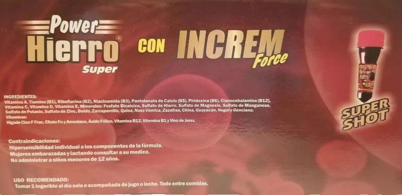 IRON (HIERRO) Super INCREM FORCE 10 Bottles COMPLEX B / CALCIUM / VITAMINS